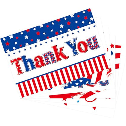 Fancy Land Patriotic Thank You Cards with Envelopes, 24Pcs