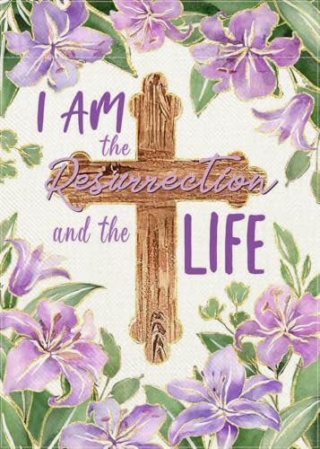 Christian Easter I Am The Resurrection and The Life Decorative - color: Easter Flower Cross