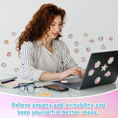 102 Pieces Sensory Stickers for Calm, 2 Texture Styles, Anxiety Relief