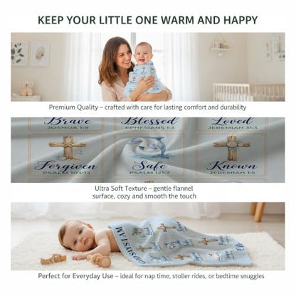 Personalized God Says I Am Ocean Baby Blanket, Christian Baby Blanket - color: Blue #2