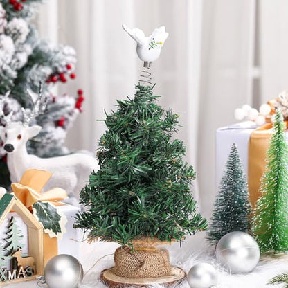 Namalu Mini Christmas Tree Topper Small Dove Treetop for Christmas Tree 4 Inch Peace Dove Birds Ornaments Decorations for Home Xmas Chanukah Wine Bottle Wedding Bridal Shower Holiday Party Decorations - style: Dove Birds