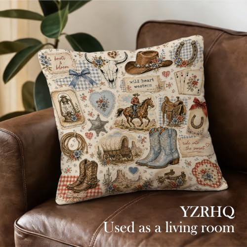 Retro Western Coastal Cowgirl Pillow Cover 18x18 Double-Sided - color: Color-22