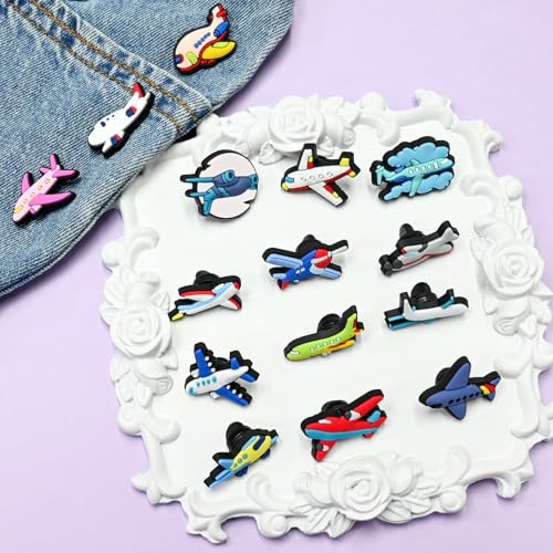 Cute Pins Bulk, Funny Lapel Badge Pins Rubber Brooch Pins for Backpacks, Hats, Bags - style: Airplane-30PCS