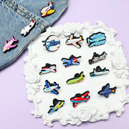 Cute Pins Bulk, Funny Lapel Badge Pins Rubber Brooch Pins for Backpacks, Hats, Bags - style: Airplane-30PCS