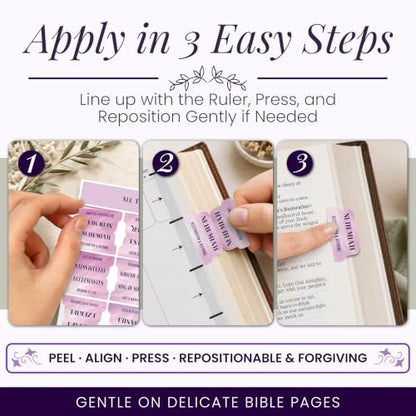 90 Christian Bible Tabs for Women & Men - Lavender Marble - color: Lavender Marble