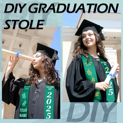 Geyoga 24 Pcs Graduation Stole Bulk Sublimation Blank 70 in - color: Green