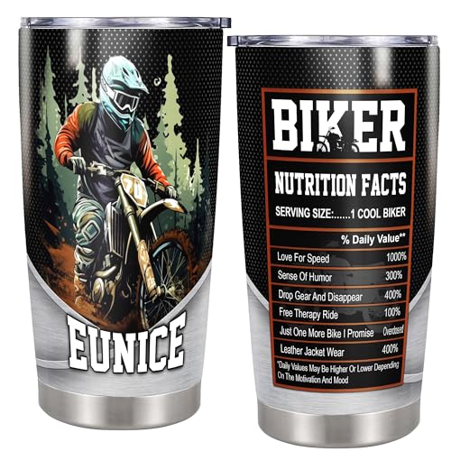 DORRIS Personalized Motorcycle Tumbler with Lid 20oz 30oz Stainless Steel Insulated Cups Travel Coffee Mug Gifts for Men Women Biker Husband Wife Birthday - color: Biker