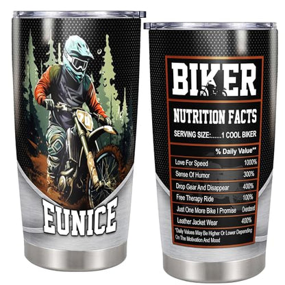 DORRIS Personalized Motorcycle Tumbler with Lid 20oz 30oz Stainless Steel Insulated Cups Travel Coffee Mug Gifts for Men Women Biker Husband Wife Birthday - color: Biker