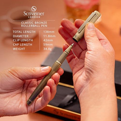 Scriveiner Bronze Rollerball Pen - Stunning Luxury Pen, Schmidt Ink Refill, Best Roller Ball Gift Set for Men & Women, Professional, Executive Office, Nice Pens - color: 23. Bronze