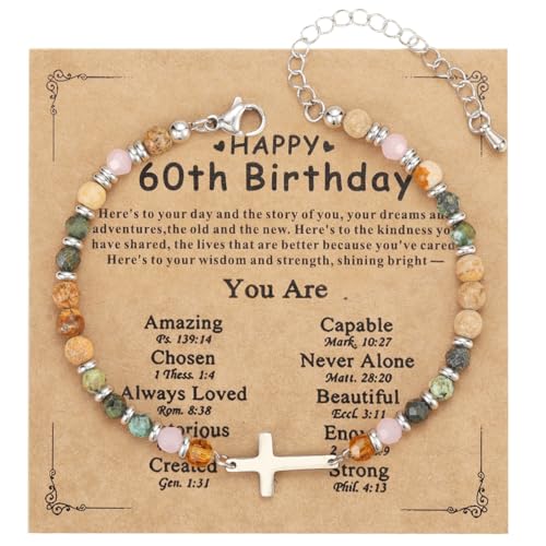 Emibele Christian Cross Bracelet for Women, Jewelry Gifts - style: Happy 60th