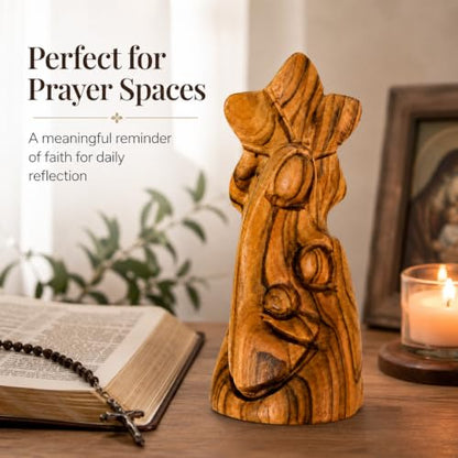 Zuluf Mini Olive Wood Holy Family Jesus Figurine Nativity Statue 4.1in