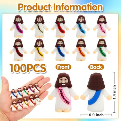 100 Pcs Little Jesus Figures, Jesus Loves You Figures, Mini Jesus in Bulk
