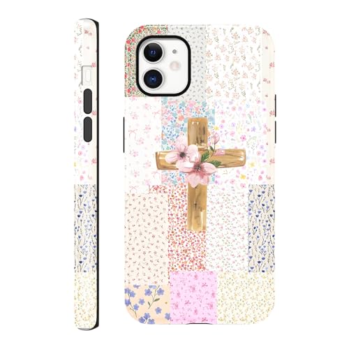 for iPhone 11 6.1'' Pink Flower Cross Christian Phone Case - color: Pink Flower Cross, size: iPhone 11