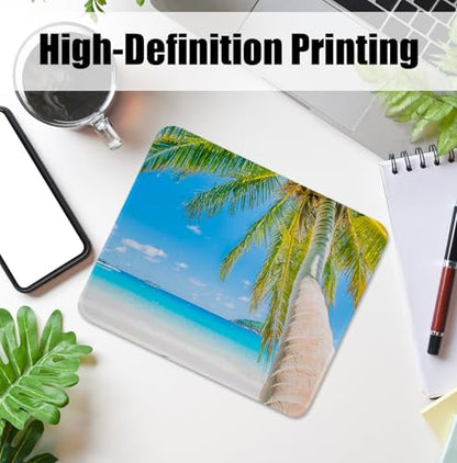 Tropical Palm Tree Beach Mouse Pad for Desk, Summer Coastal Seaside Landscape Mousepads with Anti-Slip Rubber Base for Computer Laptop Home Office Desk Accessories, 9.5x7.9 Inch - color: Square mouse pad-Palm tree beach