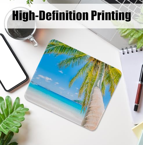 Tropical Palm Tree Beach Mouse Pad for Desk, Summer Coastal Seaside Landscape Mousepads with Anti-Slip Rubber Base for Computer Laptop Home Office Desk Accessories, 9.5x7.9 Inch - color: Square mouse pad-Palm tree beach