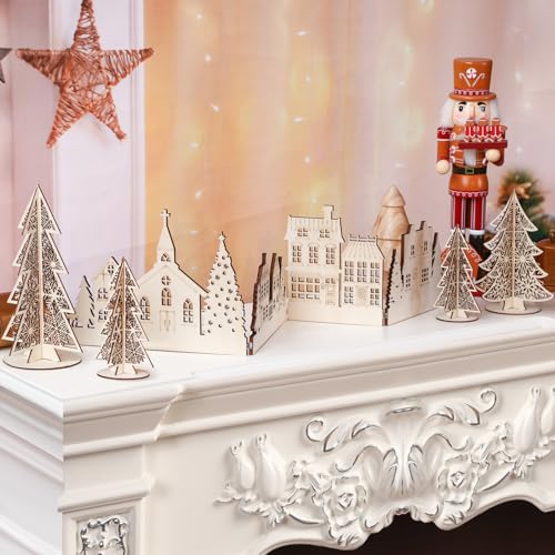 Colingmill 32'' Christmas Tabletop Wooden Decor Church Tree and House Signs - style: Retro