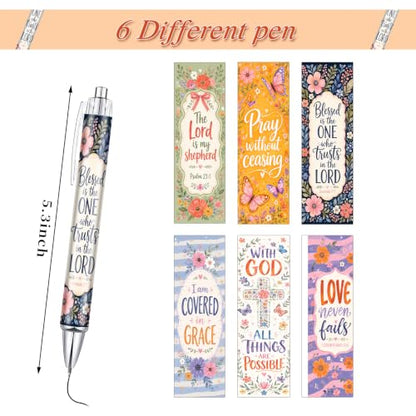 Christian Pens for Women, Bible Verse Ballpoint Pens 6 Pack with Gift Box - color: pink01