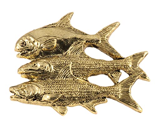 Grand Slam Bonefish Tarpoon Fish Pin, Pewter, Lapel, Hat, Pins, Brooch, Brooches, Jewelry, Gift, Handmade in the USA, 200 Fish Designs Available. S035PRZ - color: Gold Plated