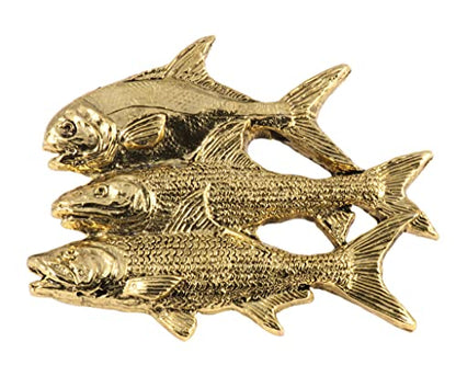 Grand Slam Bonefish Tarpoon Fish Pin, Pewter, Lapel, Hat, Pins, Brooch, Brooches, Jewelry, Gift, Handmade in the USA, 200 Fish Designs Available. S035PRZ - color: Gold Plated