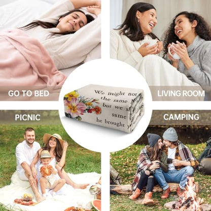 Christian Gifts for Women, Sister in Christ Floral Cross Blanket - color: Cream