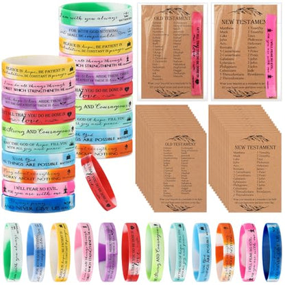 HyDren 36 Sets Bible Verse Bracelets, Religious Gifts Bulk - color: Watercolor