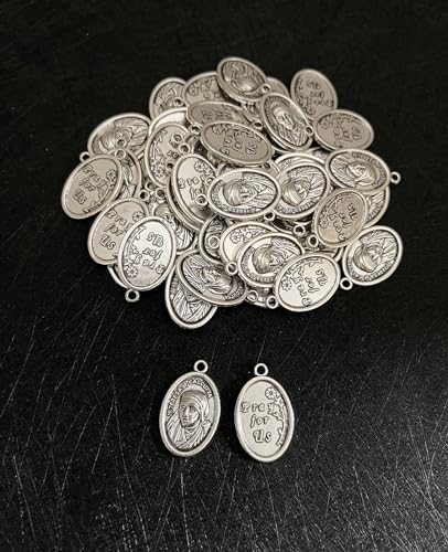 COTTVOTT Saint Therese of Lisieux/Saint Mother Teresa of Calcutta/Divine Mercy Jesus/Mater Dolorosa Patron Saint Medal Charm Pendant for DIY Rosary Necklace Bracelet Jewelry Making Part - color: 30pcs-Saint Teresa medal