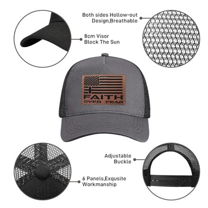 Christian Hats for Men Women, Faith Over Fear Hat - color: Faith Gray