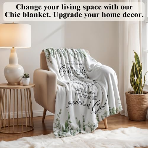 Christian Blanket, Christian Gifts for Women Men, Bible Verse Religious Scripture Botanical Throw Blankets for Home Bedroom Living Room Couch Sofa, 50x60 Inches - color: Goodness of God