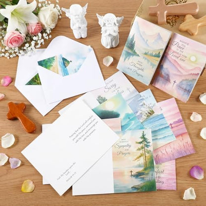 Motiskyy 36 Pcs Christian Sympathy Cards with Envelopes, Watercolor Designs