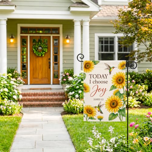 Today I Choose Joy James 1:2 Sunflower Christian Garden Flag 12x18 - color: Beige01