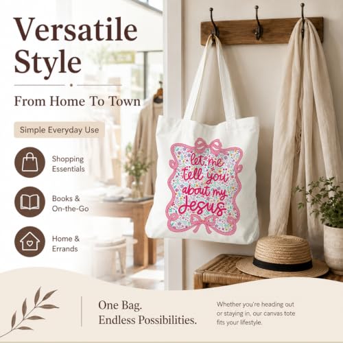 Christian Canvas Tote Bag, Bible Verse Reusable Shopping Bag - color: Bible-1
