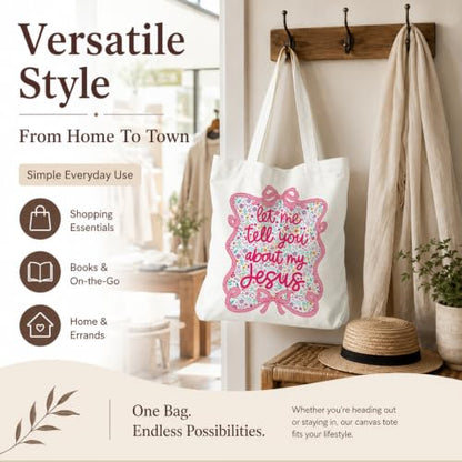 Christian Canvas Tote Bag, Bible Verse Reusable Shopping Bag - color: Bible-1