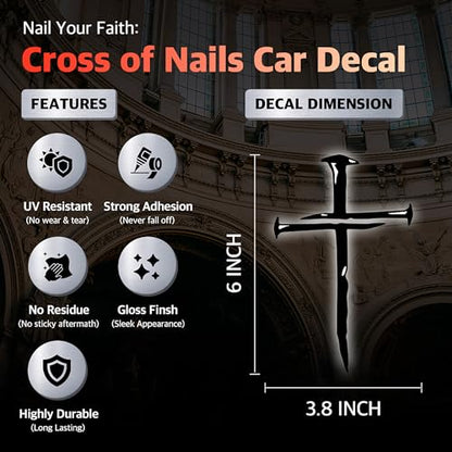 GRITKULTURE Cross of Nails Christian Vinyl Decal Sticker for Cars, Trucks, Laptops, Jesus Christ, Religious, Window Decal Sticker (Black) - color: Black