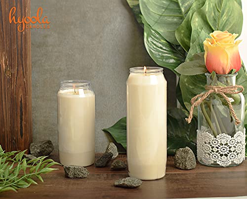 Hyoola 9 Day Prayer Candles 7 inch Tall Pillar Candles for Religious, Memorial, Party Decor, Vigil and Emergency Use - Vegetable Oil Wax in Plastic Jar Container, White (Pack of 3) - size: 3 Pack