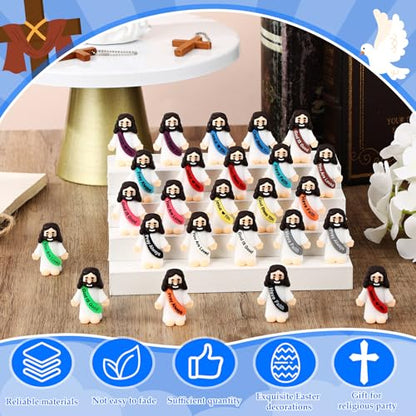 Bememo 100 Pcs Little Mini Jesus Figures Figurine in Bulk Jesus Love You