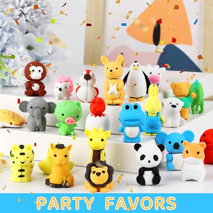 URSKYTOUS 81Pcs Animal Erasers Desk Pets for Kids,Classroom Prizes - style: 81Pcs