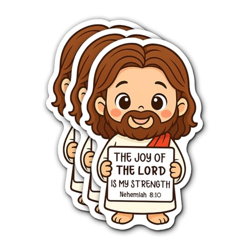 Jesus Sticker 3Pcs Decals Vinyl Waterproof - Journaling The Joy of the Lord is My Strength Nehemiah 8:10 Sticker for Water Bottles, Phone Laptop - color: Nehemiah 8:10