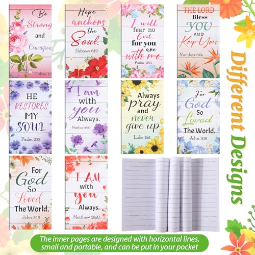 200 Pcs Christian Gift for Women Christian Accessories Include 50 Bible Verses Notebook 50 Church Bookmark 50 Ballpoint Pen Organza Bag Gift for Christmas Church Motivational (Flower) - style: Flower