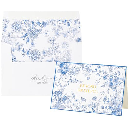 Crisky 4x6 Beyond Grateful Thank You Cards with Envelopes Bulk, 50 Pack Blue Floral Thank You Notes with Envelopes Set for Bridal Shower, Wedding Engagement, Baby Shower, Graduation, Birthday - style: Modern Floral