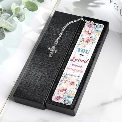 Metal Bible Verse Bookmarks Gifts, Christian Gifts for Women, Religious Motivational Book Marker for Friends Girl Sister Female Bookworms Book Club Religious Gift - style: YOU are Loved beyond meagure