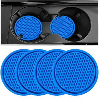 ZSDY Car Cup Coaster, 4PCS Universal Auto Non-Slip Cup Holder Embedded in Ornaments Silicone Coaster, Car Interior Accessories Sets, Blue - color: Blue