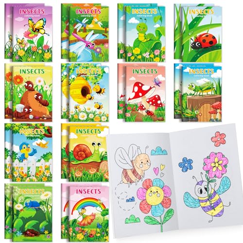 BenLouis 24 Pcs Insects Mini Coloring Books for Kids Party Favors - style: Insects