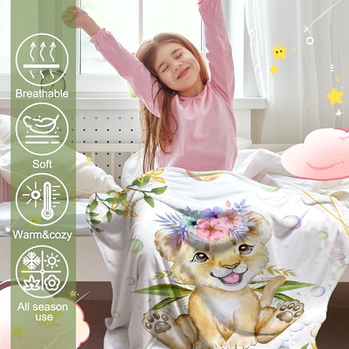 Personalized Baby Lion Blanket for Girls with Name - color: Lion