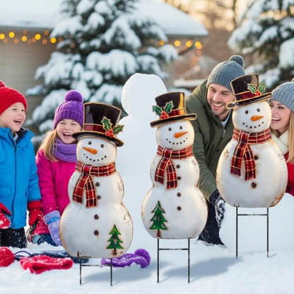 Amyhill 3 Pcs Christmas Outdoor Decor Snowman Metal Garden Stakes - style: Snowman