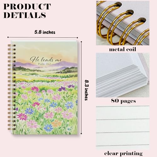 Bible Prayer Journal for Women, Wildflowers Christian Gifts for Teen Girls, Aesthetic Hardcover Spiral Notebook for Bible Note Taking Supplies - 5.5x8.3 - A17 - style: Christian Wildflowers