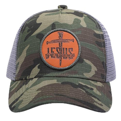 Trucker Hat Baseball Cap Christian Hats for Men Women Jesus Cross The Way The Truth Life Jesus Saves Hats - color: Camo