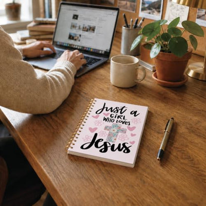 foedor Pink Christian Bible Verse Spiral Notebook Journal, 5.5×8.3 Inch - style: jesus pink