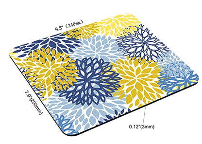 Mouse Pad, Green Spring Flower Blue Yellow and Navy Chrysanthemum Brown Mouse Pad, Mousepad Rectangle Customized Mouse Pads with Designs Non-Slip Rubber Smooth MousePads for Computer Laptop - color: TSP154