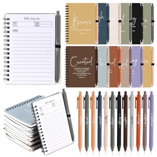Kosiz 12 Sets Christian Notebook, Bible Study Prayer Pen, Neutral Morandi - color: Neutral Morandi