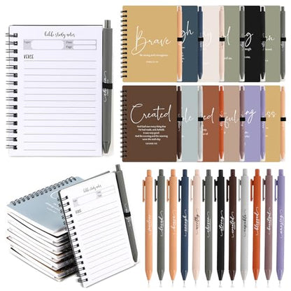 Kosiz 12 Sets Christian Notebook, Bible Study Prayer Pen, Neutral Morandi - color: Neutral Morandi